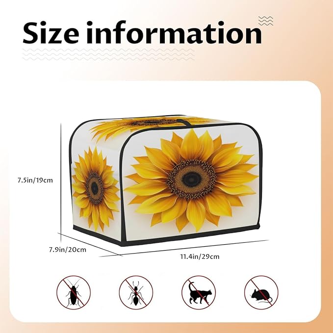 Toaster Cover 4 Slice, A Sunflower Anti Dust Protector for Bread Maker, Waterproof Kitchen Appliances Accessories