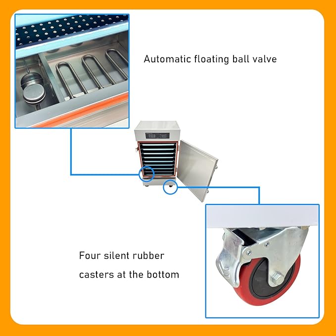 220V 3PH Commercial Intelligent Electric Steaming Cabinet 8 Tray Rice Steaming Box 9KW for Canteens Restaurants Learning Catering Factories Hotels