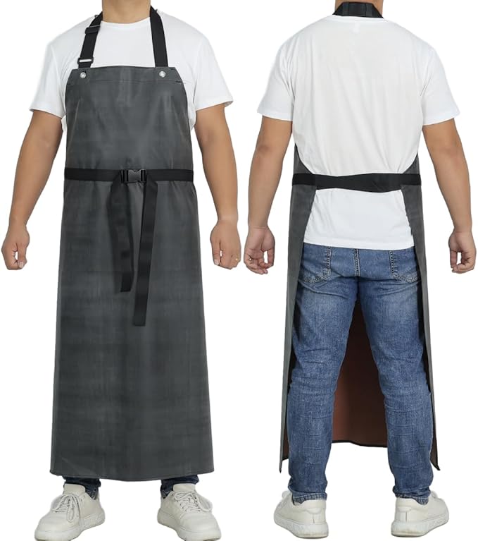 Thick Rubber Apron, Waterproof Apron Butcher Heavy Duty Chemical Resistant Adjustable Work Apron