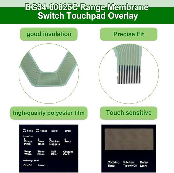 DG34-00020A Range Membrane Switch Touchpad Overlay-Compatible with Samsung Stove/Oven,Replaces AP5623392,PS4240764,NE594R0ABSR,NE59J3420SS,NE59J3420SB, NE59J3421SS,NE595R0ABSR-Touch Panel