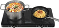 Double Induction Cooktop Continuous Low Power 9 Temperature Countertop Knob Control 1800W 18 Power 2 Electric Burner Sensor Touch Timer Stove