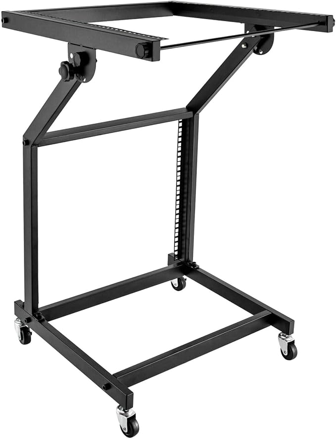 LYNICESHOP 9U/12U/16U DJ Mixer Stand, Adjustable Rack Mount Case Stand Studio Equipment Cart Stage Amp DJ Rolling (9U)