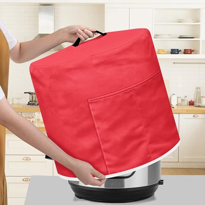 Red Pressure Cooker Cover Dust Cover 8qt,Kitchen Appliance Cover for Air fryer/Rice Cooker/Oven/Toaster/Stand Mixer/Steamer,Food Processor Cover