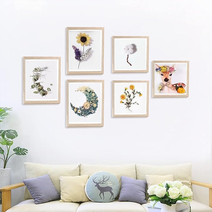 8x8 Shadow Box Frame Display Case, Display Case Box for Memorabilia, Medal, Crafts,Tickets and Photos, Picture Frame for Wall and Tabletop (3pcs-Natural Wood, 8x8)