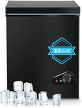 Deep Freezer, 3.5 Cu.Ft Chest Freezer, Small Top Door Deep Freezer with 7 Adjustable Temperature and Removable Basket, Energy Saving for Home Kitchen Office Black