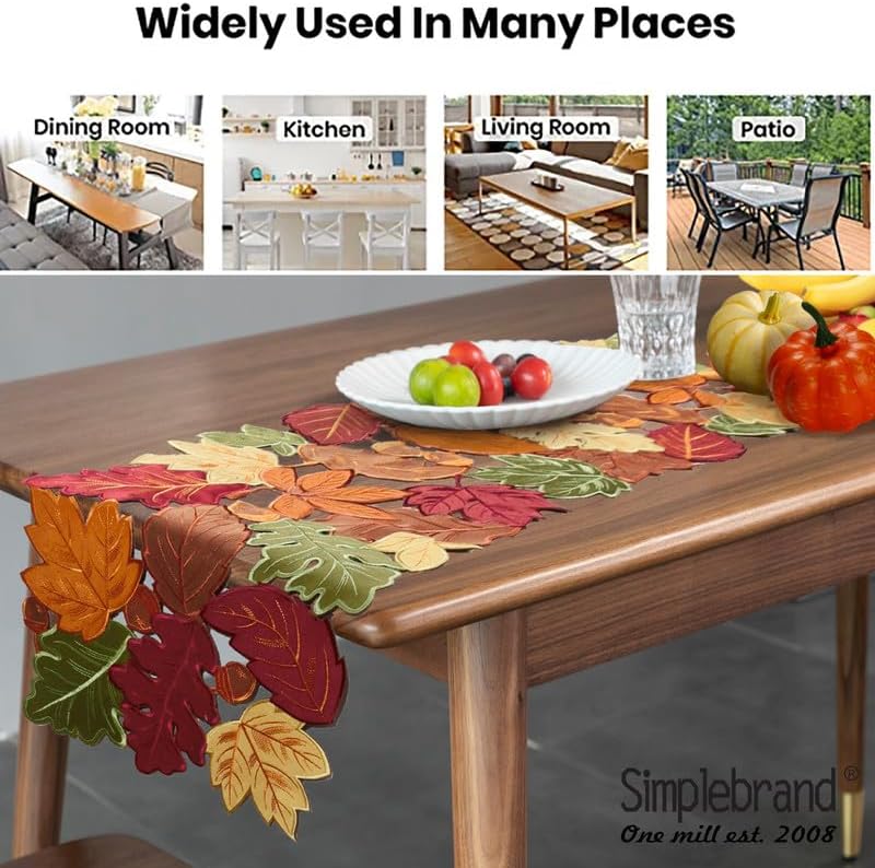 Simplebrand Fall Table Runner for Thanksgiving, Fall Decorations for Home