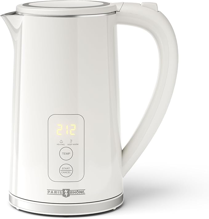 PARIS RHÔNE Electric Tea Kettle, 1.7L Temperature Control Electric Kettle, 4H Keep Warm Water Boiler with 6 Presets, LED Screen Electric Kettles for Boiling Water, Boil-Dry Protection, BPA Free