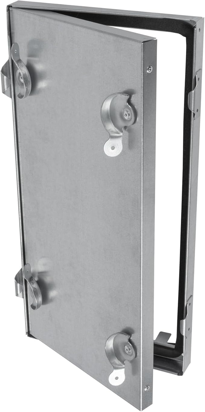 Repa Market 16 x 8 Inch Galvanized Steel Duct Access Door – Airtight Insulated Crawl Space Access Doors - Inspection HVAC Panel with Hinged 2 Clasp Lock Door – Door Access for Ventilation Cleanout