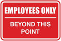 All Quality Classic Framed Employees Only Beyond This Point Wall or Door Sign | Easy to Install Business Signage - Large (Red) 1 Pack