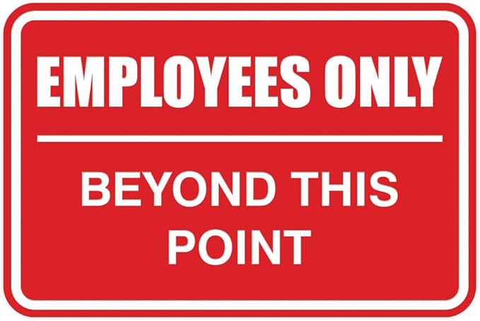 All Quality Classic Framed Employees Only Beyond This Point Wall or Door Sign | Easy to Install Business Signage - Small (Red) 1 Pack