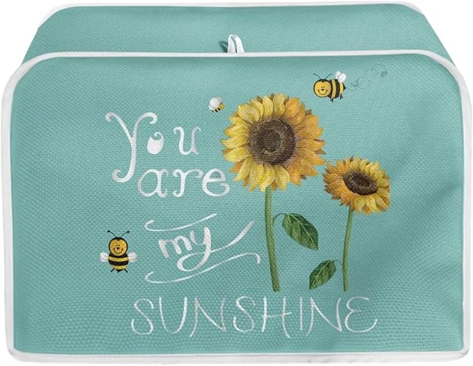 Sunflower Bee Toaster Cover 2 Slice Wide Slot Washable Bread Maker Covers Toaster Covers Kitchen Small Appliance Cover Stain Resistant