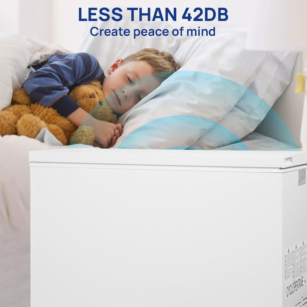 Smad Deep Freezer 18 Cu Ft - Large Chest Freezer with Removable Basket and 7 Level Adjustable Thermostat, Commercial Freezer, Energy Saving, Quiet for Garage, Outdoor, Office, White