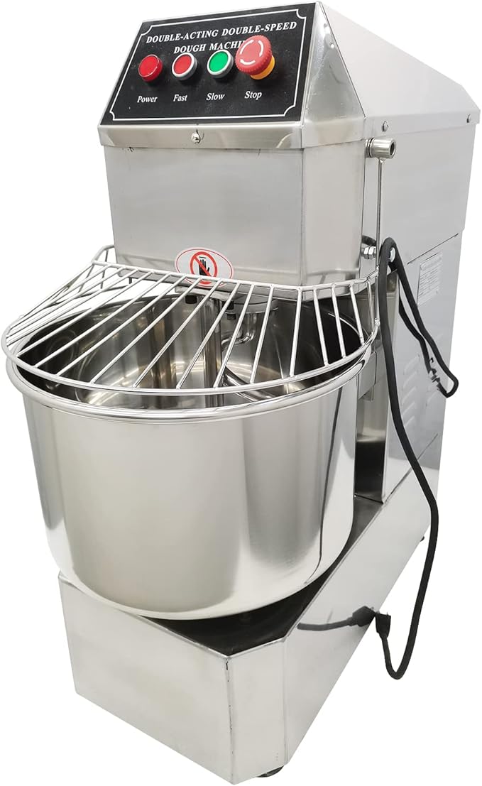 Commercial Stand Dough Mixer, 30L Dual Rotating Dough Blender Kneading Machine with 2 Speeds Adjustable, All Stainless Steel Dough Mixing Machine, Baking Equipment for Bakery Pizzeria