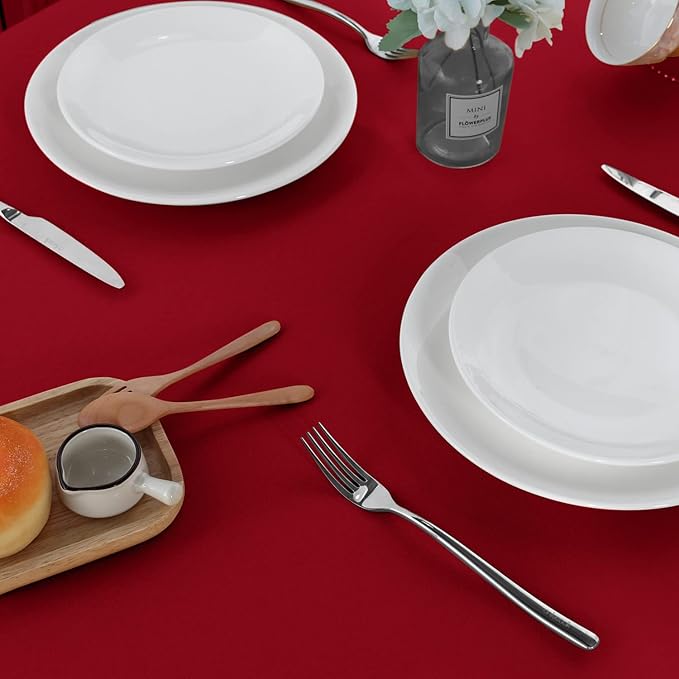 sancua 2 Pack Round Tablecloth 60 Inch Red, Stain and Wrinkle Resistant Table Cloth - Washable Polyester Table Cover for Dining Tables, Buffet Parties and Camping