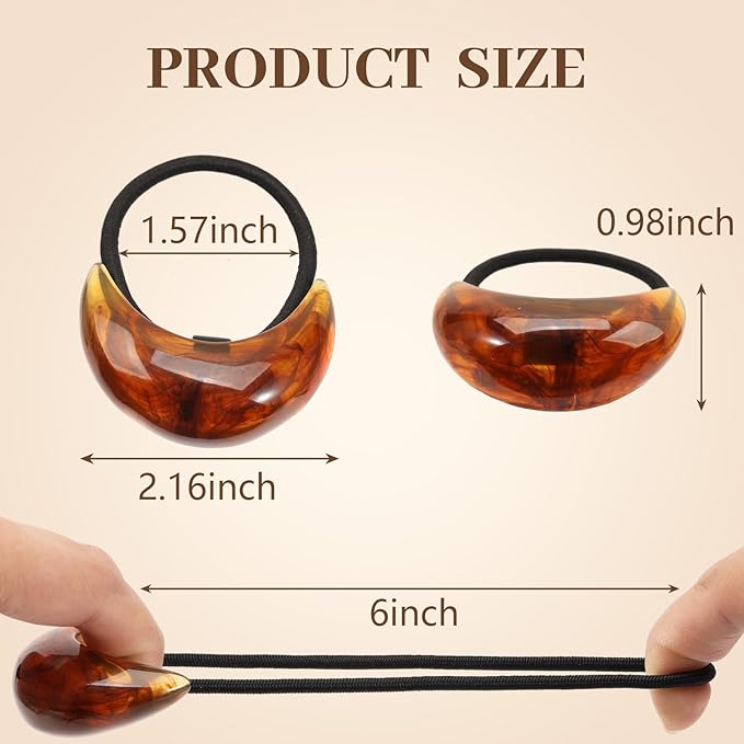 3PCS Hair Ties, Acrylic Hair Ties for Thick Hair, Elegant Durable Geometric Design Hair Cuffs, Hair Accessories Stretchy and Non-Damage Ponytail Holders 3 Style Holiday Gifts Marble Color