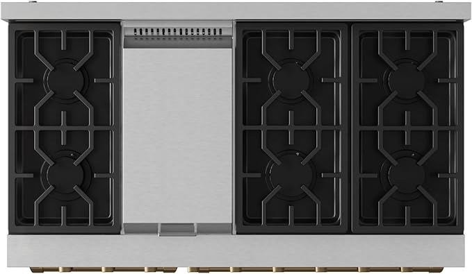 Gordon Ramsay by THOR Kitchen 48 Inch Professional Liquid Propane Range with Tilt Panel Touch Control in Stainless Steel/Bronze