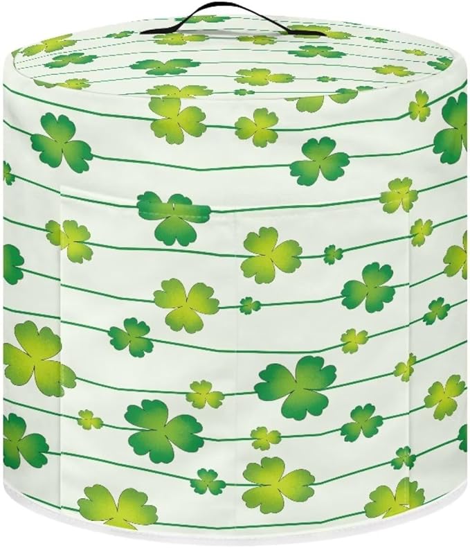 Xoenoiee Green Shamrock Stripes Print Kitchen Appliance Dust Cover with Pockets, Electric Pressure Cooker Cover Compatible with Crock Pot for St.Patrick's Day Decor, Rice Cooker Covers, for 8 Qt