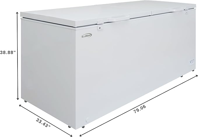 KoolMore KM-SCF-30C 79 in. Commercial Two-Door Chest Freezer, 30 Cu. Ft. in White, ETL Listed