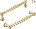 khtumeware 2 Pack 6-1/4 Inch(160mm) Brushed Gold Modern Cabinet Pulls Black Kitchen Cabinet Hardware for Cupboard Drawer Handles Dresser Pulls