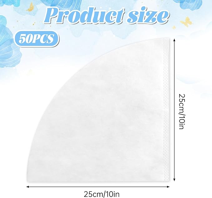 50Pcs 10" Fryer Oil Filter, Cone Non-Woven Cooking Oil Filter Cones Beeswax Strainer Grease Filters Funnel Maple Syrup Filters for Hotels Restaurants Cafes Food Trucks Kitchens