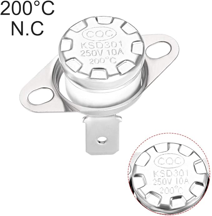 uxcell KSD301 Thermostat 200°C/392°F 10A Normally Closed N.C Adjust Snap Disc Temperature Switch for Microwaves,Oven,Coffee Maker 2pcs,Ceramic Material
