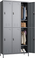 METAN Metal Locker for School Office Gym Bedroom,with Password Lock,6 Doors Steel Storage Lockers Cabinet for Employees,Industrial Storage with 1 Shelf,Assembly Required,Dark Gray