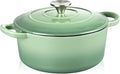 TeamFar Enameled Cast Iron Dutch Oven - 3QT Small Dutch Oven Pot with Lid - Heavy Duty Cast Iron Pot Cookware for Bread Baking, Braising, Stewing, Roasting, Pistachio Green