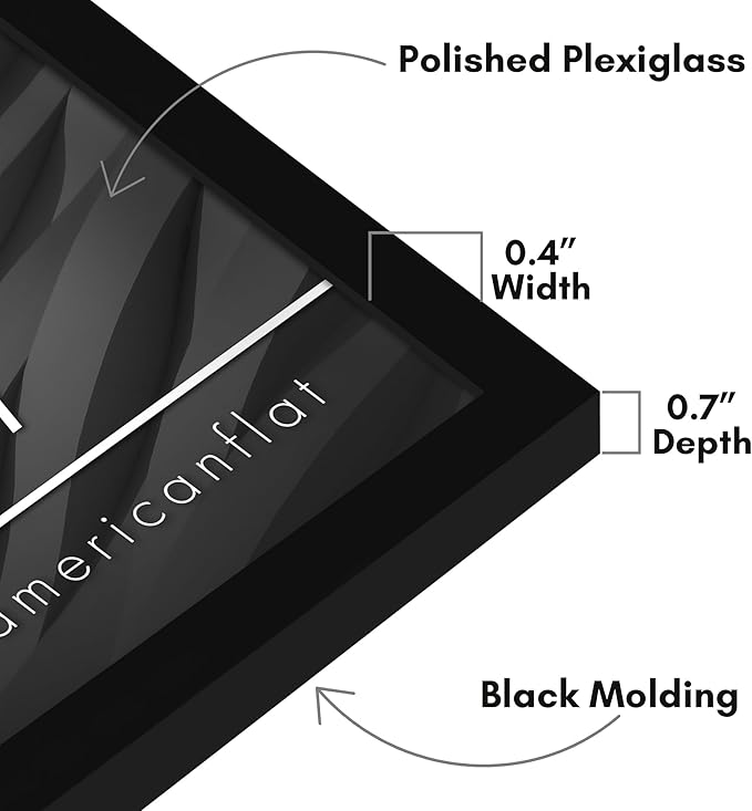 Americanflat 13x17 Picture Frame with Polished Plexiglass - Streamline Collection - Thin Border Picture Frame for Wall Display - Hanging Hardware Included - Black