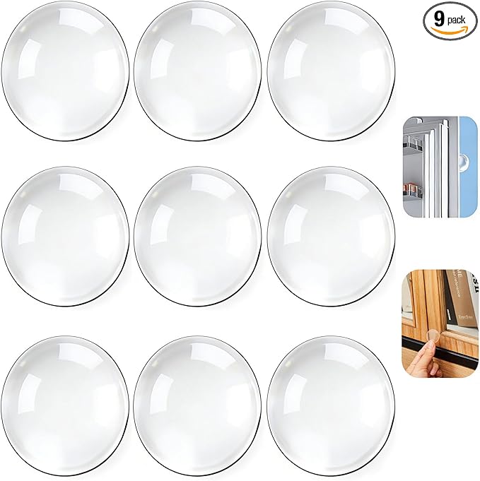 9pcs Wall Bumpers, Clear Wall Protectors, Door Bumpers for Doorknob, Furniture Bumpers, Reducing Noise, Protecting Walls,Using for Entrance Door,Cabinet Door,Fridge Door, Wall Bumper (25*25mm)