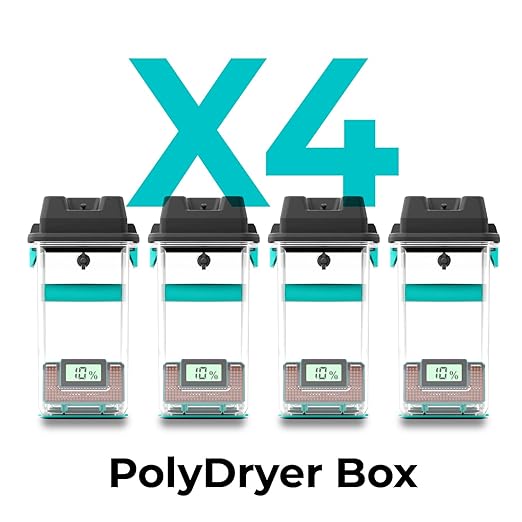Polymaker 3D Printing Filament Storage Box 4-Pack - PolyDryer Box x4 for Continuous Filament Sealing and Protection, 3D Printer Filament Holder Compatible with PA Nylon, PLA, PVB, PETG, ABS, TPU