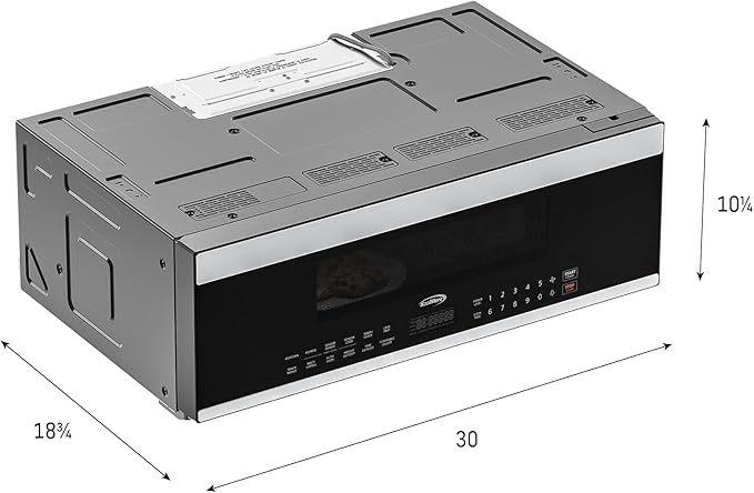 KoolMore 30 Inch Over-The-Range Low Profile Microwave, 1.2 Cu. Ft. Built-in, 10 Power Levels, 13.5” Glass Turntable, 1000-Watt Power, Advanced Air Vent, and Heat Circulation (KM-MLPOT-1SS)