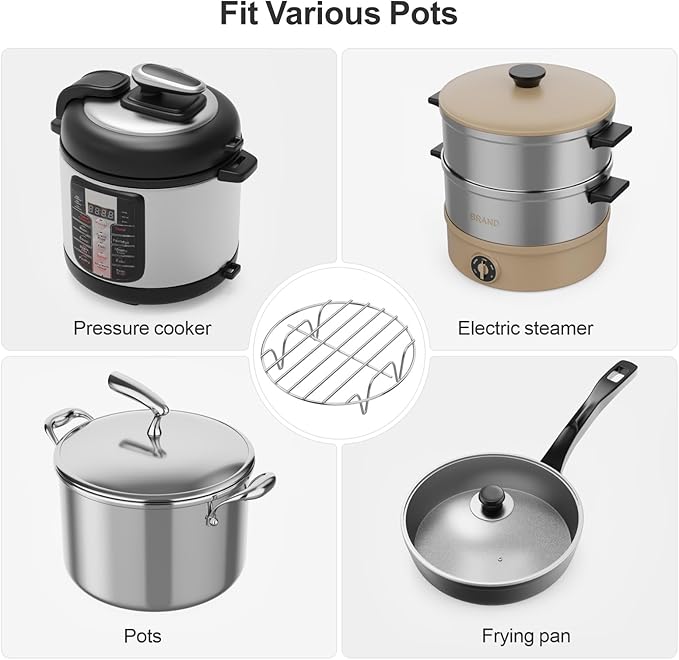 GSlife Trivet for Instant Pot Steamer Rack - Stainless Steel Accessories, 7.7 Inch Steam Rack Fits 6, 8 Qt Pressure Cooker, Cooking Cooling Steaming Baking Stand, 1 Pack