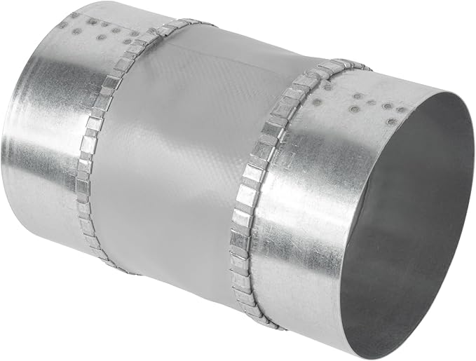 Vent Systems 4" Inch Flexible Vibration-Reducing Female Fit Duct Connector – Galvanized Steel Coupling for Joining Two Male Duct Fittings – HVAC Ventilation Inline Noise-Reducing Coupler