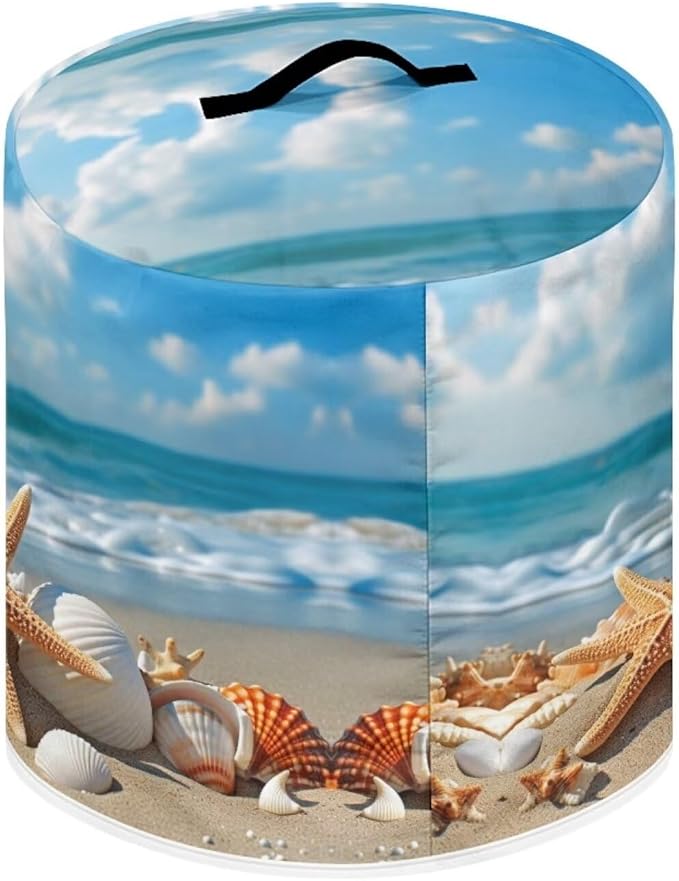TODIYADDU Stylish Starfish Shell Electric Pressure Cooker Cover Round Protective Cover Bag with Pocket and Handle for Instant Pot or Rice Cooker Kitchen Small Appliance Dust Covers Holiday Gifts