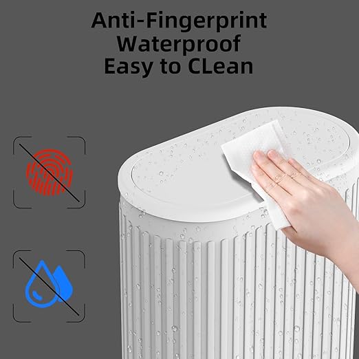 1.8 Gallons Small White Bathroom Trash Can with Lid, Slim Bathroom Garbage Bin, Removable Liner Bucket, Dog Proof Trash Can with Pop-Up Lid for Bedroom,Toilet