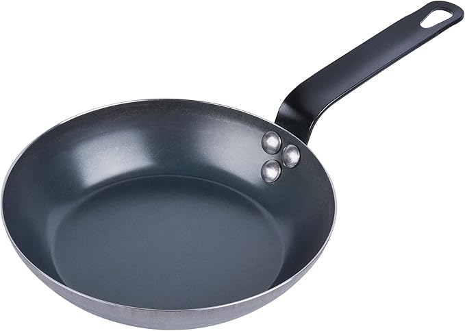 Restaurantware-Met Lux 8 Inch Fry Pans, 6 Lightweight Frying Pans - Induction-Ready, Triple-Riveted, Black Carbon Steel Cooking Skillets, Durable, For Searing, Sauteing, And Browning Food