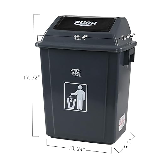 4 Packs 5 Gallon Plastic Trash Can with Swing Lid, Garbage Bin Waste Basket for Home and Office