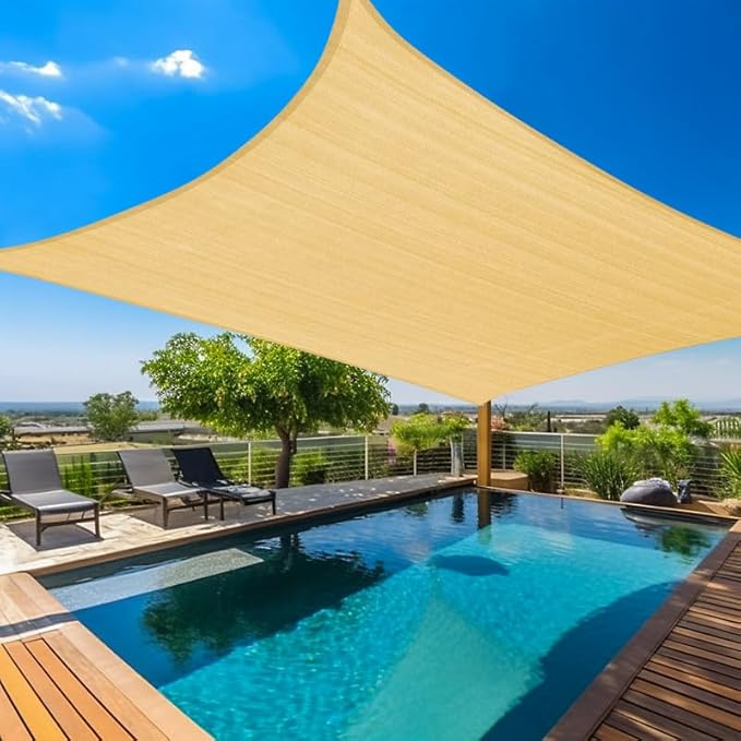 Amagenix Sun Shade Sail 13'X20' Curved Edge Outdoor Shade Canopy Sand Breathable 95% UV Block Shade Cloth for Patio Garden Backyard (We Make Custom Size)
