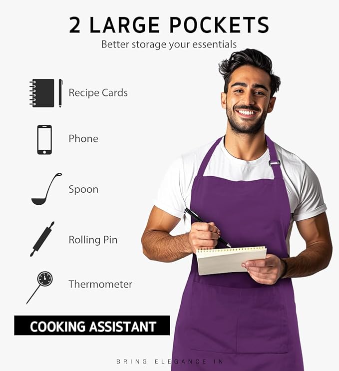 Syntus 12 Pack Bib Apron, Unisex Aprons Adjustable Waterdrop Resistant with 2 Pockets Cooking Kitchen Apron for Chef, BBQ Drawing Apron Bulk, Multi-Color