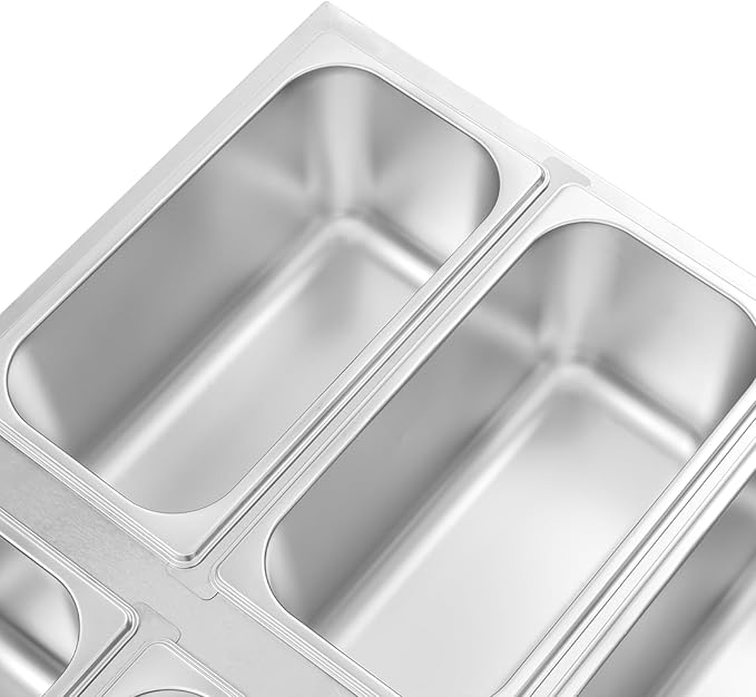 6-Pan Commercial Food Warmer 10.6Gal Electric Steam Table Stainless Steel Bain Marie Buffet Food Warmer Countertop with Temperature Control Lid for Catering and Restaurants(6-Pan)