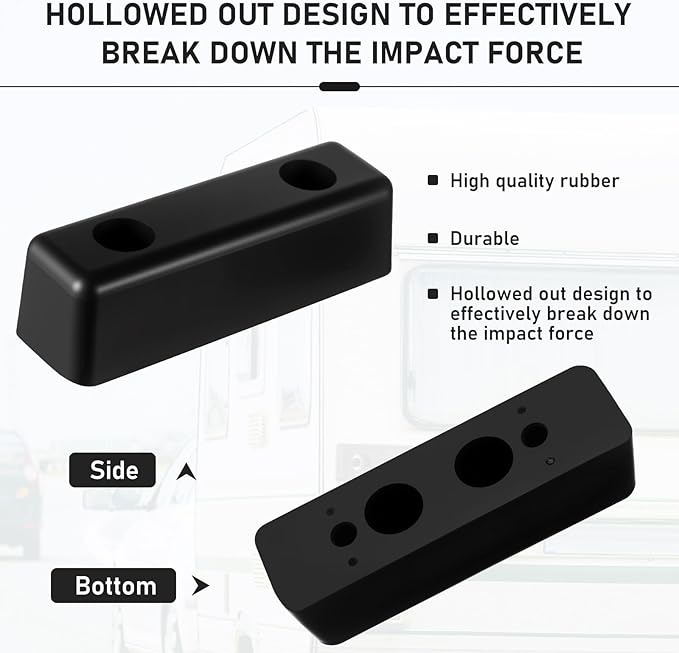 Flutesan 4 Pcs Rubber Bumper Pads 8.3 x 4.5 x 2.4 Inch Dock Bumpers Automotive Blocks Rubber Bump Stop Black Guards Dock Buffer for Truck and Trailer Protection, Equipment and Delivery Bays