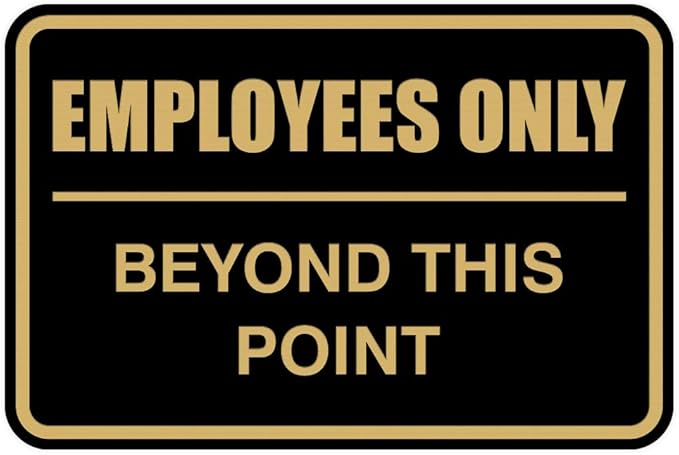 All Quality Classic Framed Employees Only Beyond This Point Wall or Door Sign | Easy to Install Business Signage - Large (Black-Gold) 1 Pack