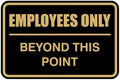 All Quality Classic Framed Employees Only Beyond This Point Wall or Door Sign | Easy to Install Business Signage - Medium (Black-Gold) 2 Pack