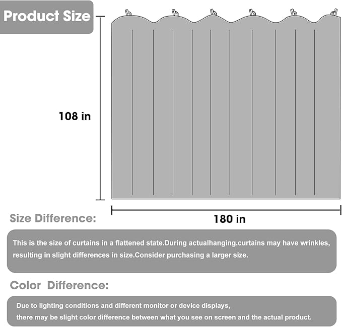 Room Divider Blackout Curtain Track Curtains Wall Dividers Panels Screen for Living Rooms Bedroom Office Privacy Partition Separation, W180 × L108 Inch,1 Panel, White