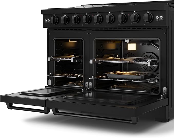 Gordon Ramsay by THOR Kitchen 48 Inch Professional Liquid Propane Range with Tilt Panel Touch Control in Black