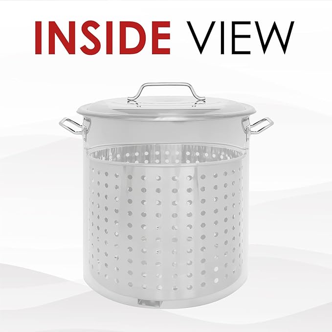 CONCORD Stainless Steel Stock Pot w/Steamer Basket. Cookware great for boiling and steaming (24 Quart)