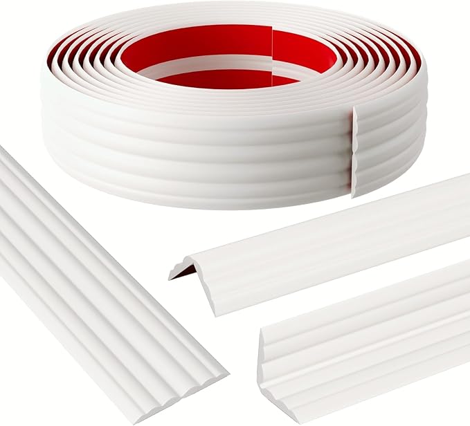 Wall Corner Protector & Edge Guard，Peel and Stick Wall Trim Moulding Inside & Outside Corner Molding Trim Caulk Strip, Self Adhesive Trim for Wall Edge,Ceiling,Countertop, 2.36” W x20’ L，White