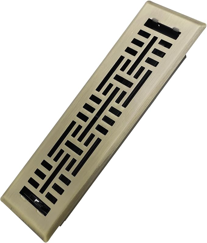 2x10 Inches Heavy Duty Walkable Floor Register Easy Adjust Air Supply Lever Floor Vents - Seattle Design - Vent Cover for Home Floor - Antique Brass