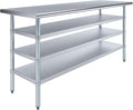 24 in. x 72 in. Stainless Steel Work Table with Three Bottom Shelves | NSF Kitchen Prep Table | Utitly Metal Table