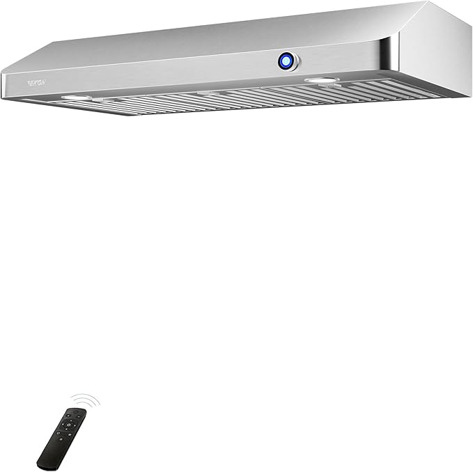 EKON 36 inches Under Cabinet Range Hood, 900 CFM Stainless Steel Kitchen Chimney Vent, 4 Speed Touch Screen Control With Remote 2Pcs 3W LED Knob Control